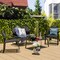 Costway 4 PCS Patio Furniture Set Loveseat Sofas Armrest Glass Table Deck
